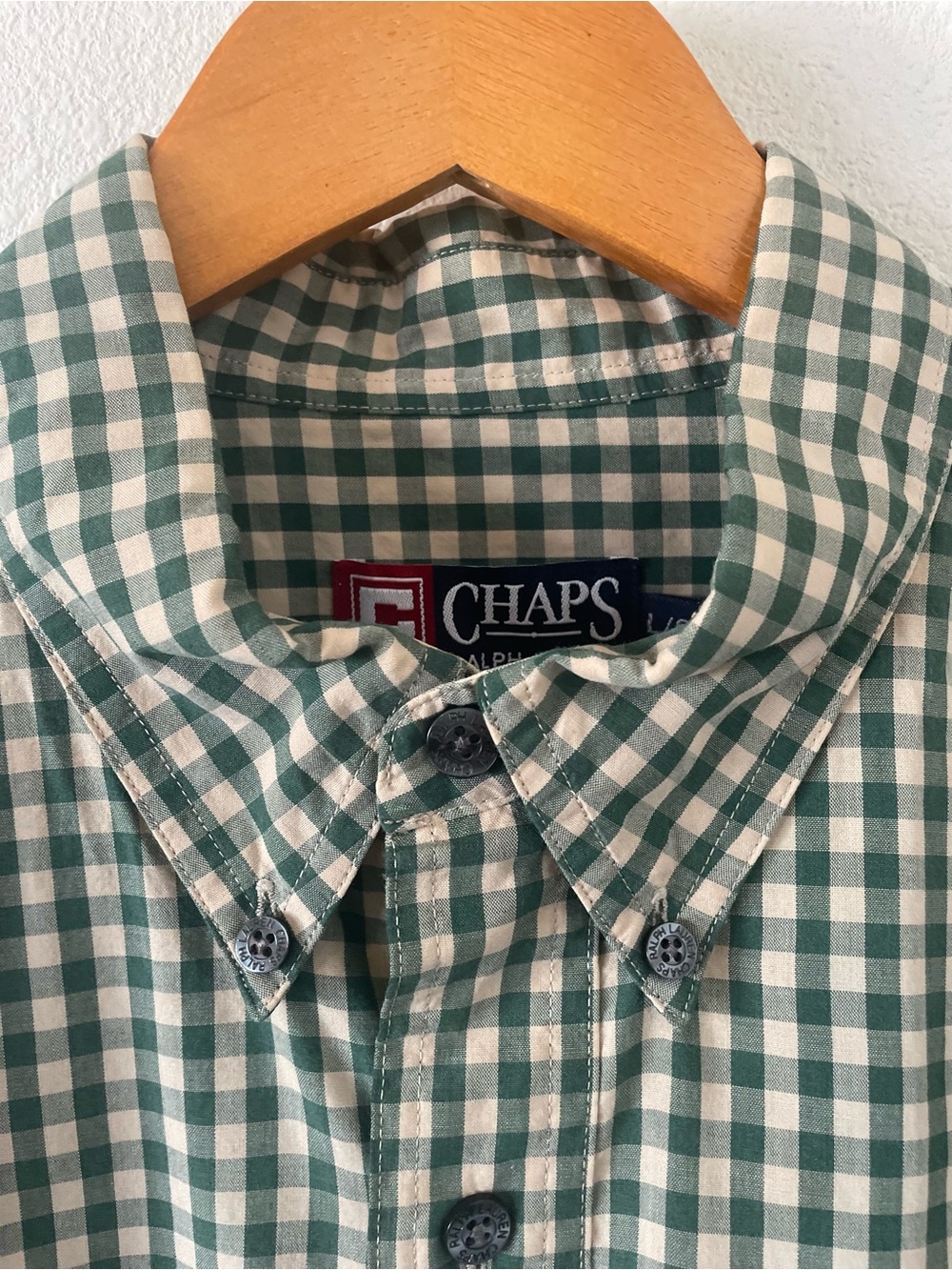 Chaps Ralph Lauren Green Gingham Button-Down Long Sleeve Shirt size Medium - Picture 2 of 11
